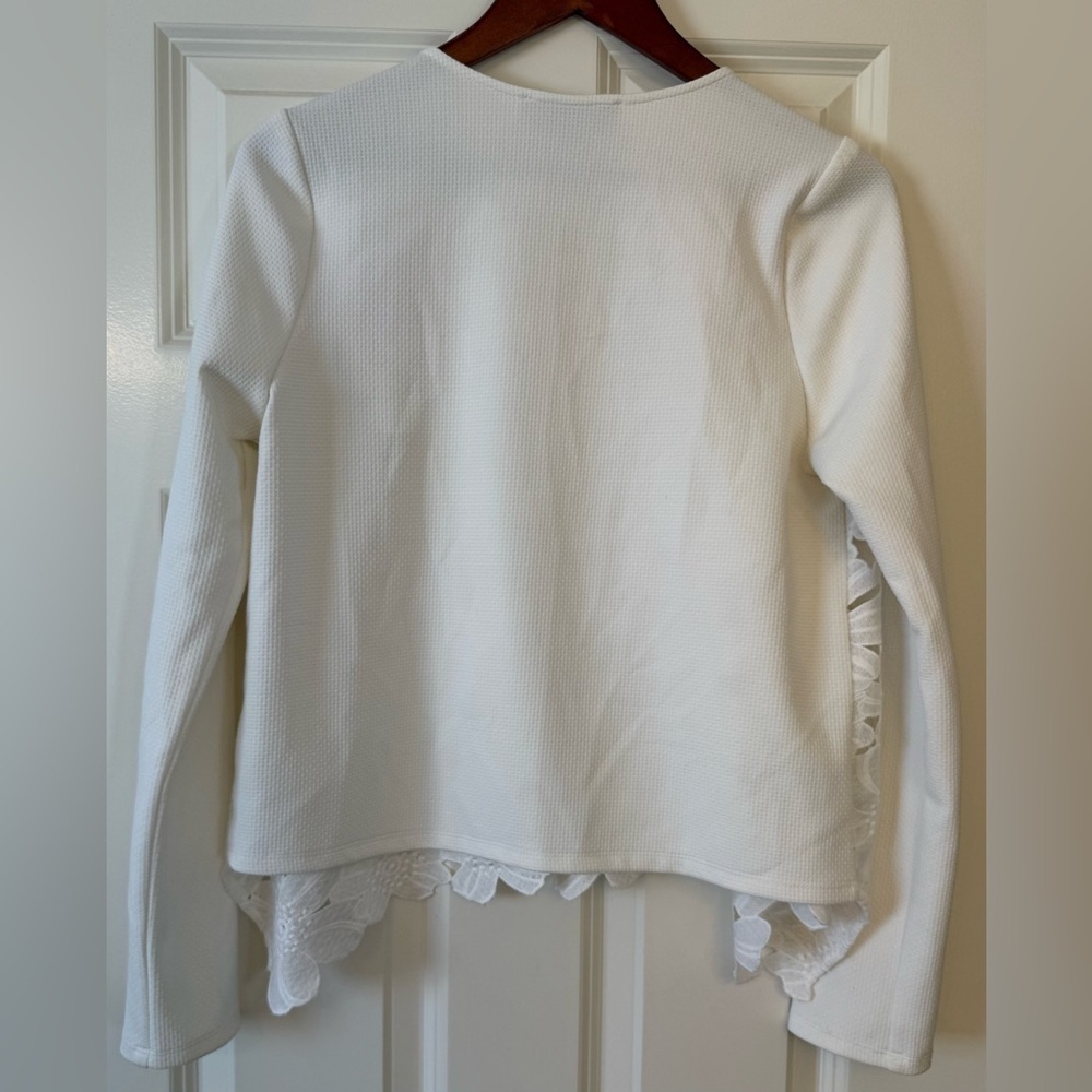 Anthropologie Sunday in Brooklyn White Floral Cut out Jacket Size Medium - Picture 2 of 10